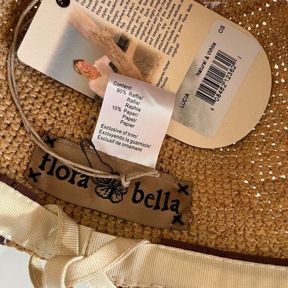 florabella Lucia‎ Brim Sunhat in Natural & White main image 4